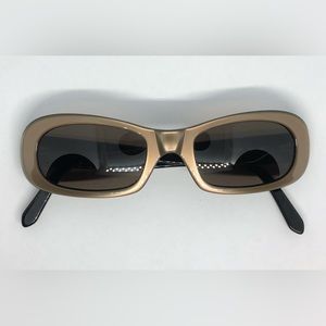Vtg Replay Y2K Sunglasses R502S Matt Gold Bronze Frames Dark Lens Italy
